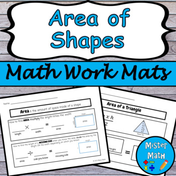 Preview of Area of Shapes Math Work Mats