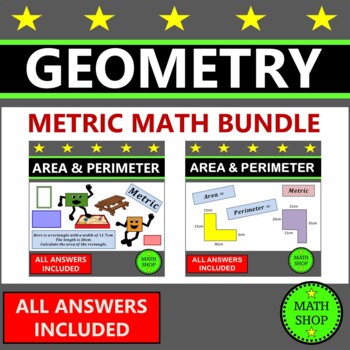 Preview of Area of Shapes Metric Measurements in Centimetres Geometry Worksheets