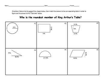 Preview of Area of Shapes - Self Checking "Dad Joke"