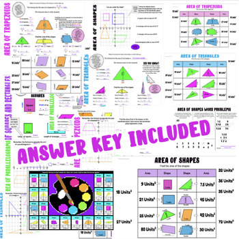 Preview of Area of Shapes (non-circular)Bundle Pack Interactive G. Slides/sheets