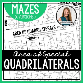 Preview of Area of Special Quadrilaterals (Trapezoids, Rhombi, Kites) | Mazes