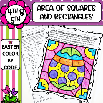 Preview of Area of Squares and Rectangles Easter Coloring Activity