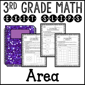 Preview of Area of Squares and Rectangles Math Exit Slips 3rd Grade Common Core