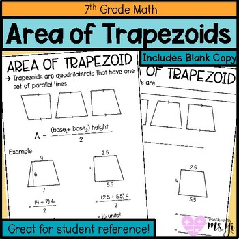 Preview of Area of Trapezoid Anchor Chart for Distance Learning
