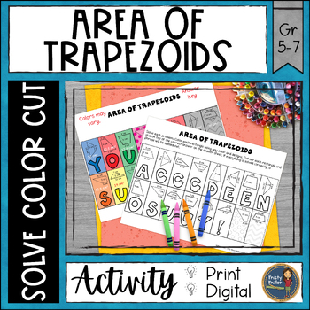 Preview of Area of Trapezoids Math Activity - Color by Code, Cut and Paste Worksheet