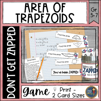 Preview of Area of Trapezoids Don't Get ZAPPED Partner Math Game - Math Center and Review