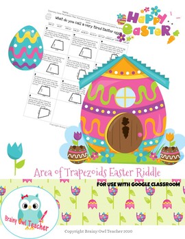 Preview of Area of Trapezoids Easter Digital Riddle for Distance Learning