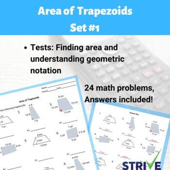 Preview of Area of Trapezoids Worksheet - Set #1