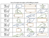Area of Triangle, Rectangle, and Parallelogram Match