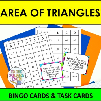 Preview of Area of Triangles Bingo Game | Task Cards | Whole Class Activity