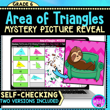 Preview of Area of Triangles Digital Mystery Picture Art Reveal for Distance Learning