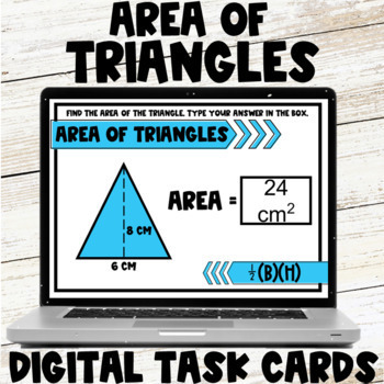 Preview of Area of Triangles Digital & Printable Task Cards Google Slides Practice Activity