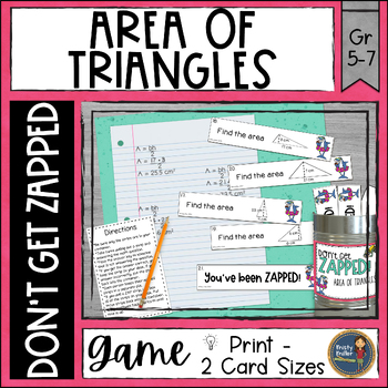 Preview of Area of Triangles Don't Get ZAPPED Partner Math Game - Math Center & Review