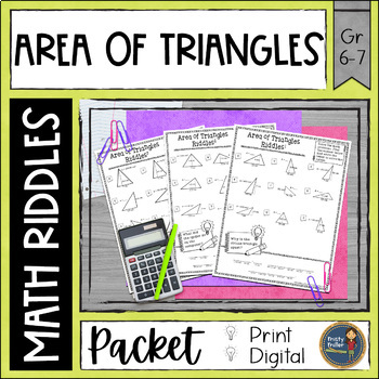 Preview of Area of Triangles Math Riddles Worksheets - No Prep - Print & Digital