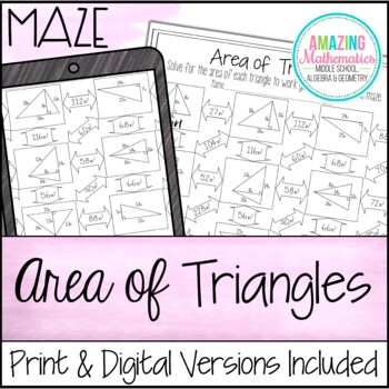 Preview of Area of Triangles Worksheet - Maze Activity