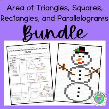 Preview of Area of Triangles, Parallelograms, Rectangles and Squares BUNDLE