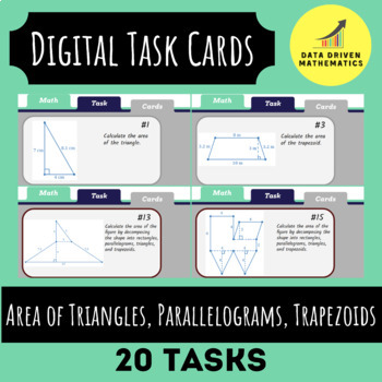 Preview of Area of Triangles, Parallelograms,Trapezoids Digital Task Cards (Google Slides™)