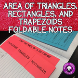 Area of Triangles, Rectangles, and Trapezoids Foldable Notes