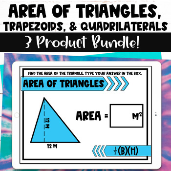 Preview of Area of Triangles Trapezoids and Quadrilaterals Digital Task Card Bundle