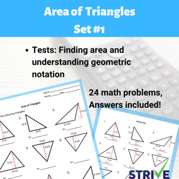 Preview of Area of Triangles Worksheet - Set #1