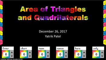 Preview of Area of Triangles and Quadrilaterals Review Game and Worksheet