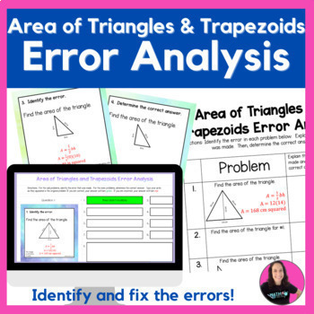 Preview of Area of Triangles and Trapezoids Error Analysis Digital and Printable Activity