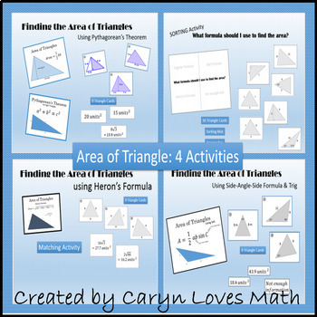 Preview of Area of Triangles~Bundle~4 Activities&Posters~SAS~Heron's~Pythagorean's Theorem