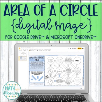 Preview of Area of a Circle DIGITAL Maze Activity for Google Drive Distance Learning