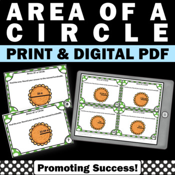 Preview of Pi Day Math Activities Middle School Area of a Circle Challenge Activity SCOOT