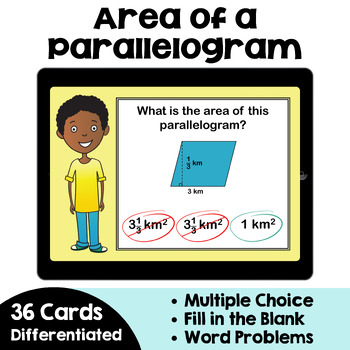 Preview of Area of a Parallelogram Boom Cards | Self Correcting Digital Task Cards