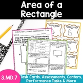 Area of a Rectangle 3.MD.7 Task Cards Assessments Centers 