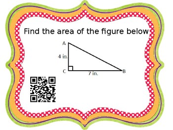 Preview of Area of a Right Triangle Task Cards QR Codes