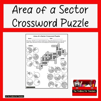 Preview of Area of a Sector Circle Crossword Puzzle Activity Review Quiz Geometry Sub Day