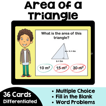 Preview of Area of a Triangle Boom Cards | Self Correcting Digital Task Cards