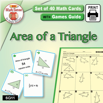 Preview of Area of a Triangle: Math Sense Card Games & Matching Activities 6G11 | Geometry