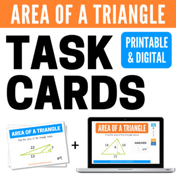 Preview of Area of Triangles Task Cards and Digital Boom Cards™