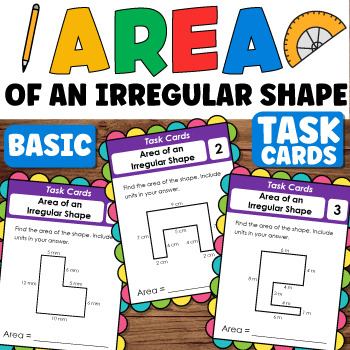 Preview of Area of an Irregular Shape Task Cards (Basic) | rectilinear figure