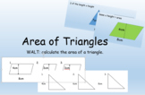 Area of triangles and parallelograms presentation and worksheets