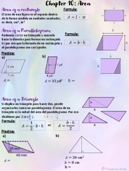 Preview of Area of two-dimensional shapes (Spanish/Español)