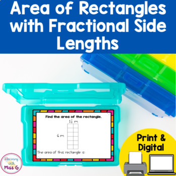 Preview of Area with Fractional Side Lengths Differentiated Digital & Print Task Cards 