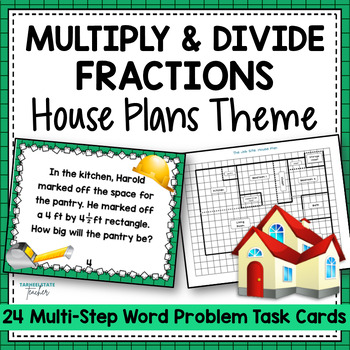 Preview of Multiplying Fractions and Dividing Fractions Task Cards Activities Math Centers