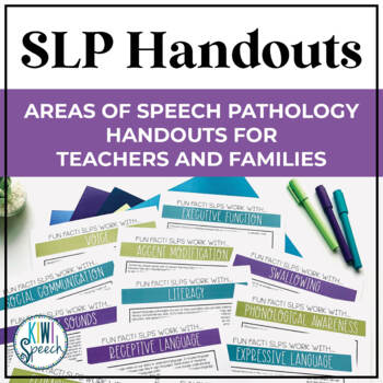 Preview of Areas of Speech Pathology - Speech Therapy SLP Handouts for Teachers and Parents