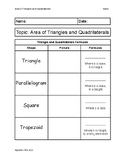 Areas of Triangles and Quadrilaterals Quick Notes