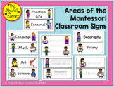 Areas of the Montessori Classroom Signs and Tracing Cards