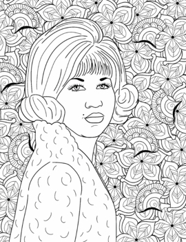 Preview of Aretha Franklin 'Queen of Soul" Music Legend Coloring Page Womens History Month