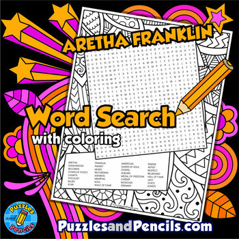 Preview of Aretha Franklin Word Search Puzzle & Coloring | Black History Month Wordsearch