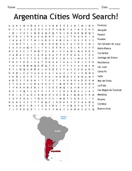 Preview of Argentina Cities Word Search!