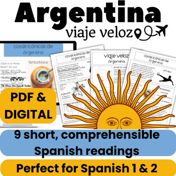 Preview of Argentina Comprehensible Spanish Reading about Argentina Viaje Veloz CI Lecturas