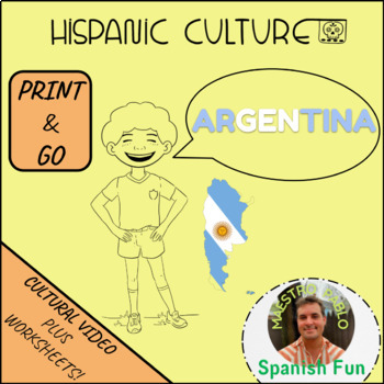 Preview of Argentina / Cultural Video Lesson and Worksheets Mate Alfajores fútbol and more