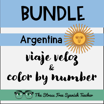 Preview of Argentina Spanish CI Reading AND Color By Number BUNDLE